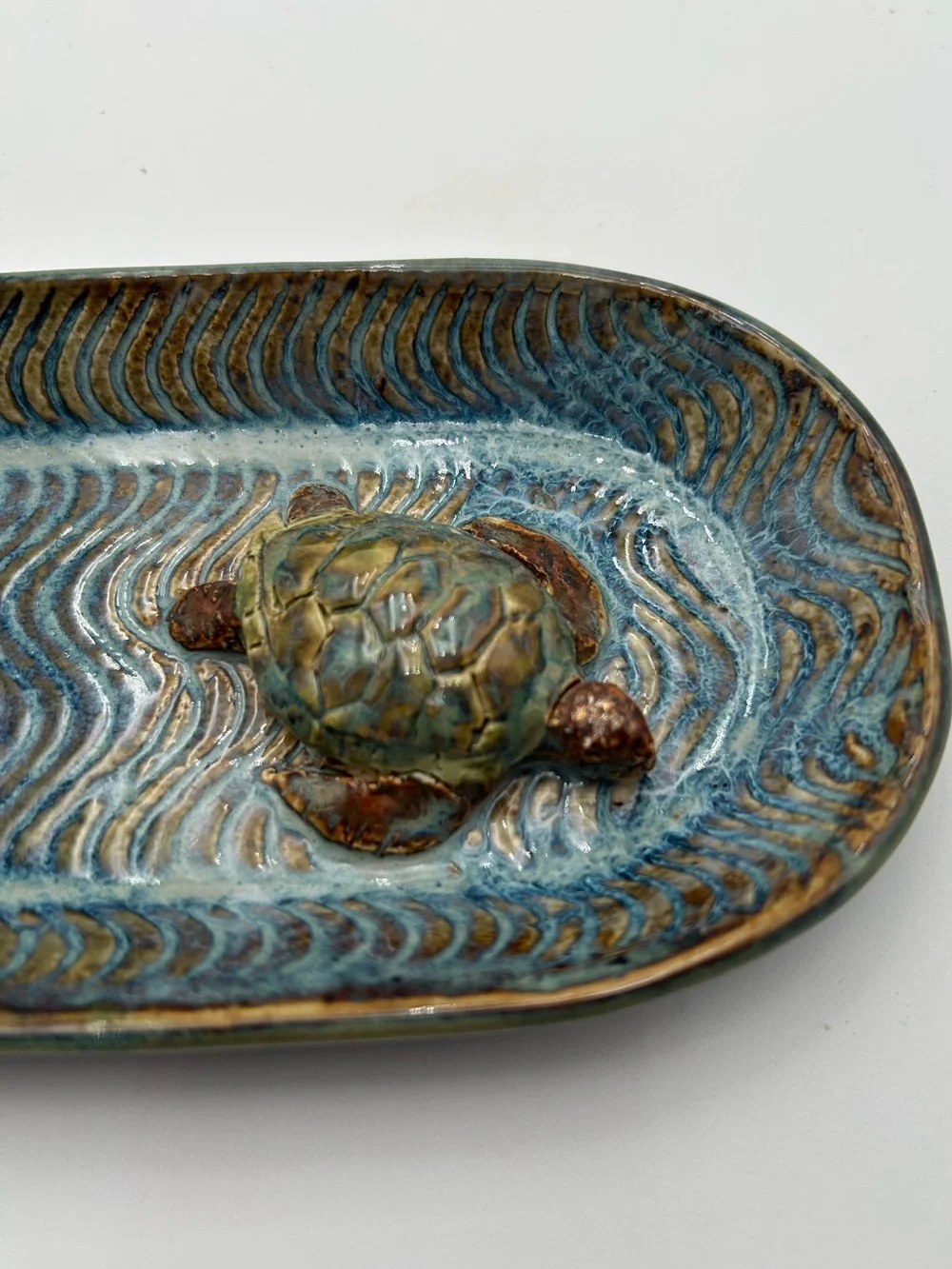 Studio Pottery Sea Turtle Serving Tray / Trinket Tray